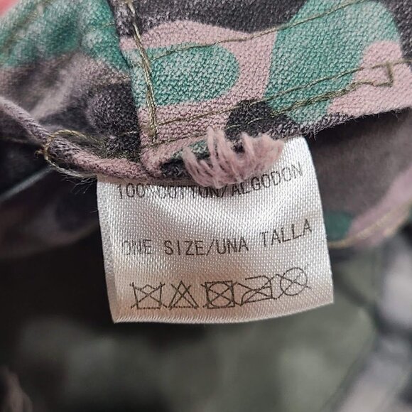 Distressed Studded Military Style Cap Women's One Size Green Hat - Picture 10 of 11